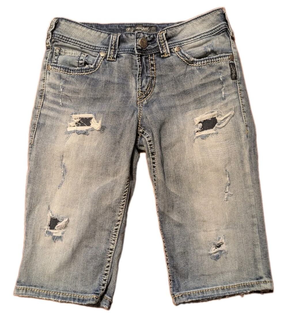 Y2K Silver Jeans Suki Distressed Bermuda Jorts W28